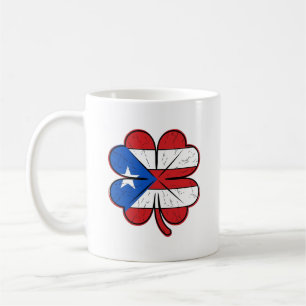 Puerto Rico Kleeblattflagge Vintage Gravur Vektor  Kaffeetasse