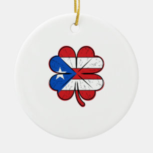 Puerto Rico Kleeblattflagge Vintage Gravur Vektor  Keramik Ornament