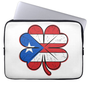 Puerto Rico Kleeblattflagge Vintage Gravur Vektor  Laptopschutzhülle
