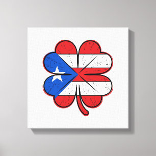 Puerto Rico Kleeblattflagge Vintage Gravur Vektor Leinwanddruck
