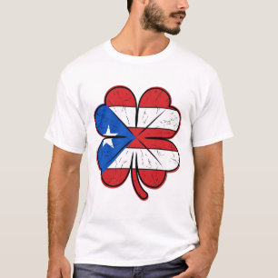 Puerto Rico Kleeblattflagge Vintage Gravur Vektor T-Shirt