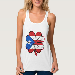 Puerto Rico Kleeblattflagge Vintage Gravur Vektor Tank Top