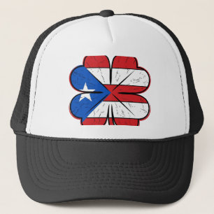 Puerto Rico Kleeblattflagge Vintage Gravur Vektor  Truckerkappe