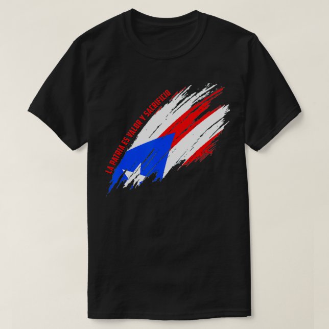 Puerto Rico La Patria es Valor y Sacrificio T-Shirt (Design vorne)