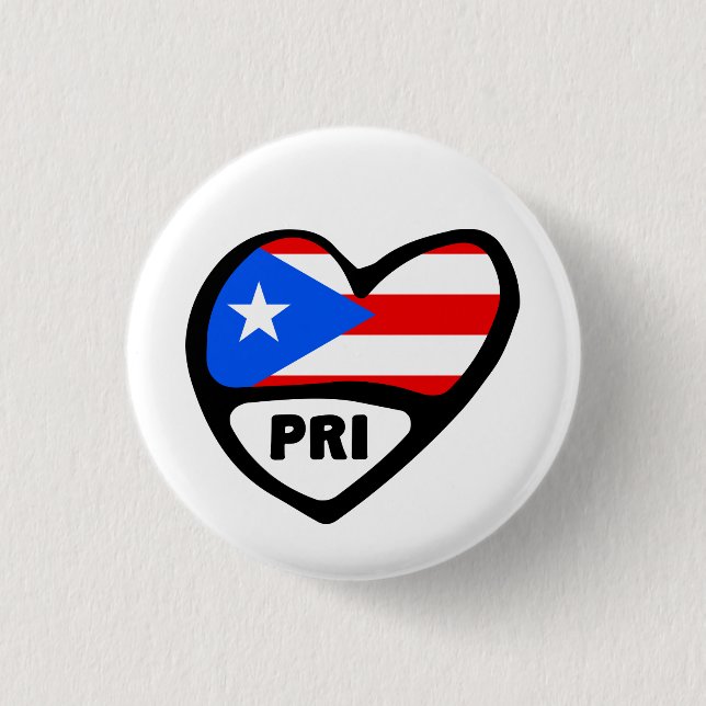 Puerto Rico Ländercode Flag Herzstück Button Abzei (Vorderseite)