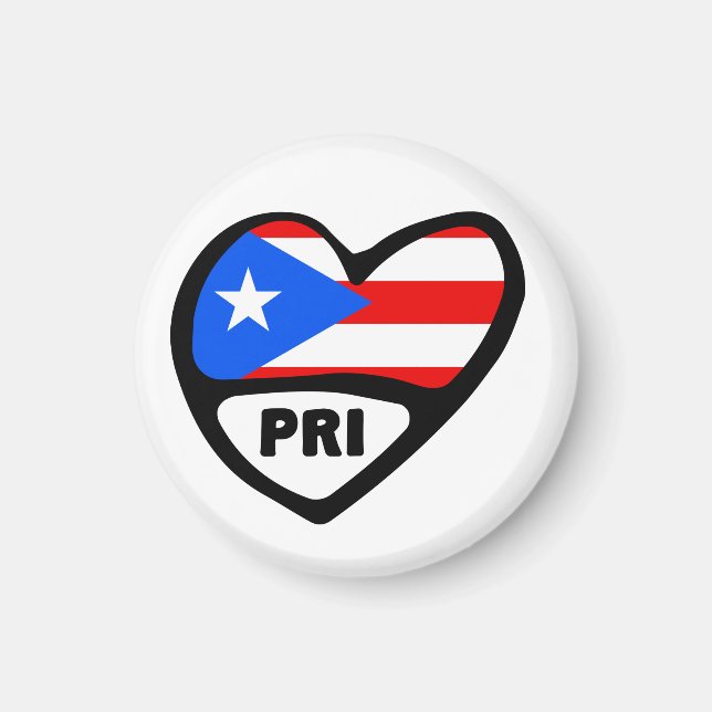 Puerto Rico Ländercode Flaggenherz, PRI Magnet (Vorne)