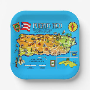 Puerto Rico Länderkarte Pappteller
