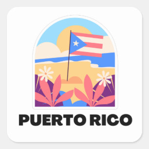 Puerto Rico Landschaftsaufkleber  Quadratischer Aufkleber