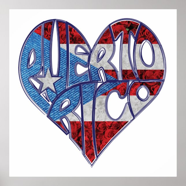 Puerto Rico Liebe Flag Poster (Vorne)