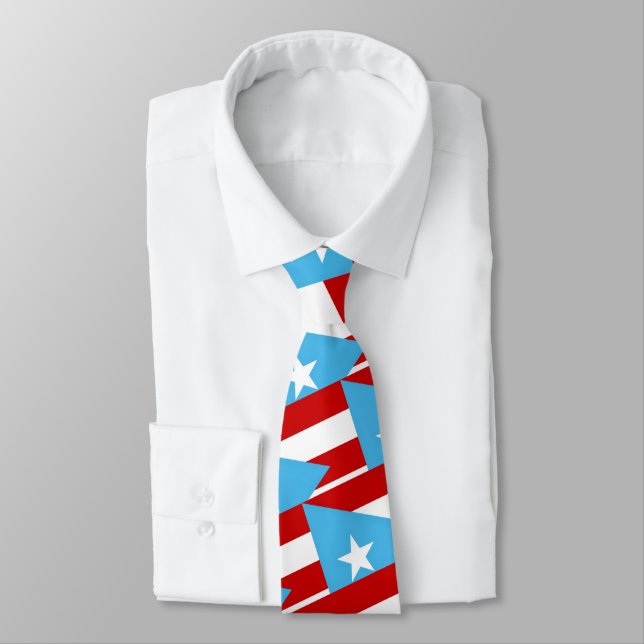 Puerto Rico Light Blue Flag Pattern Necktie Krawatte (Gebunden)