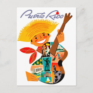Puerto Rico, man with a guitar Postkarte