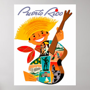Puerto Rico, Mann mit Gitarre Poster