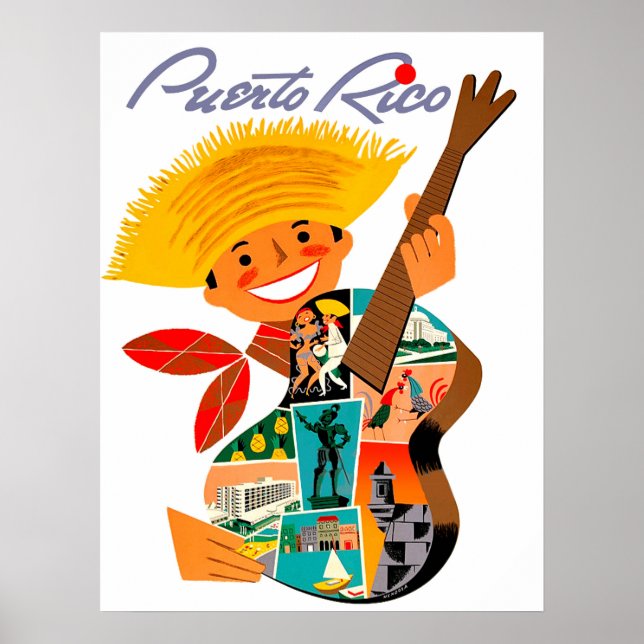Puerto Rico, Mann mit Gitarre Poster (Vorne)