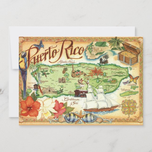 Puerto Rico Map 5x7 Big Postcard (Vorderseite)