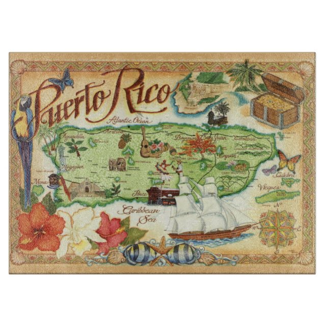 Puerto Rico Map Cutting Board Schneidebrett (Vorderseite)