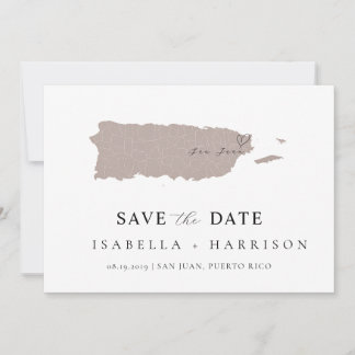 Puerto Rico Map Save the Date Template
