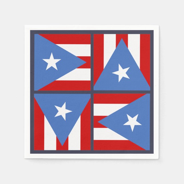 Puerto Rico Party Thema: Kühle Flag Square Muster Serviette (Vorderseite)