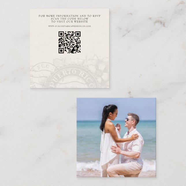 Puerto Rico Passport Wedding QR Begleitkarte (Vorne/Hinten)