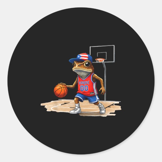 Puerto Rico Patriotic Flag Boricua Fun Basketball  Runder Aufkleber (Vorderseite)