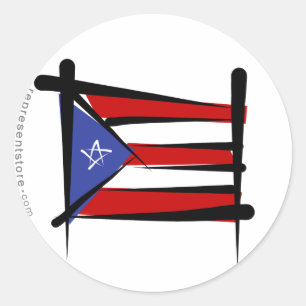 Puerto Rico Pinselflagge Runder Aufkleber