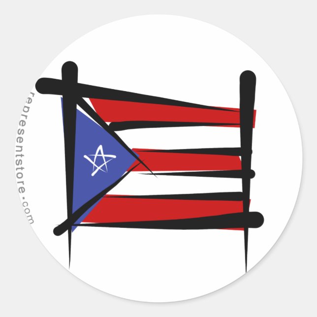 Puerto Rico Pinselflagge Runder Aufkleber (Vorderseite)