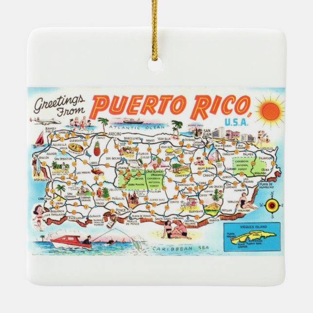 Puerto Rico Postcard Keramik Ornament Obelisk (Rückseite)