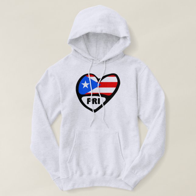 Puerto Rico PRI Herzenflagge Hoodie (Design vorne)