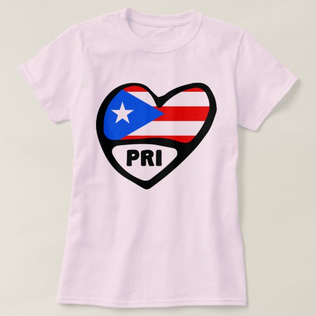 Puerto Rico PRI Herzenflagge T-Shirt (Design vorne)
