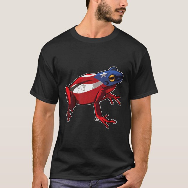 Puerto Rico Pride Coqui Frosch mit Boricua-Flagge T-Shirt (Vorderseite)