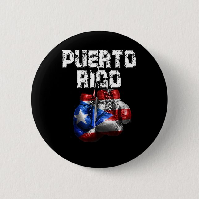 Puerto Rico Pride - Vintage Boxhandschuhe Button (Vorderseite)
