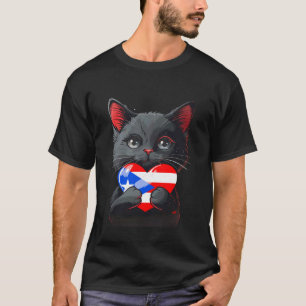Puerto Rico puerto-ricanische Flagge Katze Herz Pu T-Shirt