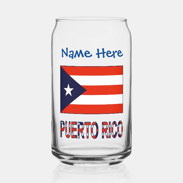 Puerto Rico Puerto Rico Flag Blau Personalisierung Dosenglas (Vorderseite)