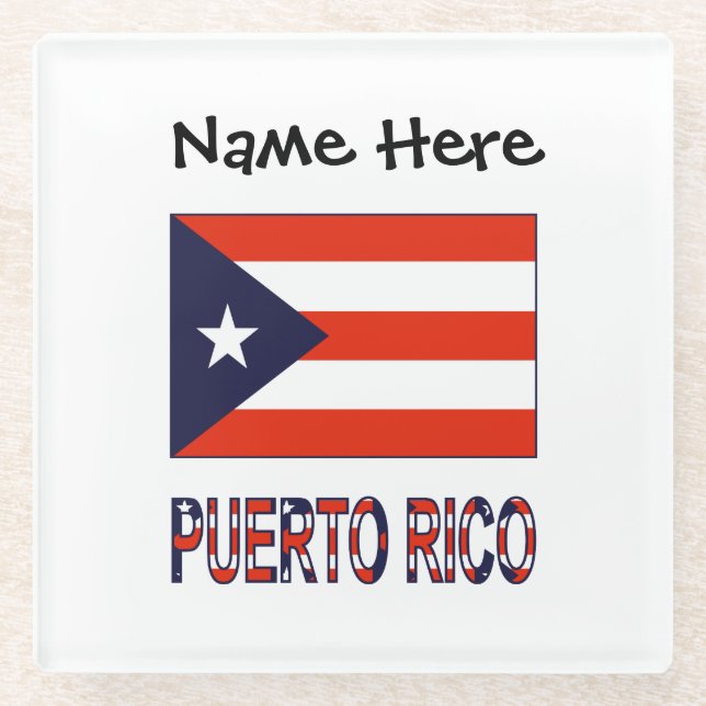 Puerto Rico Puerto Rico Flag Blau Personalisierung Glasuntersetzer (Vorderseite)
