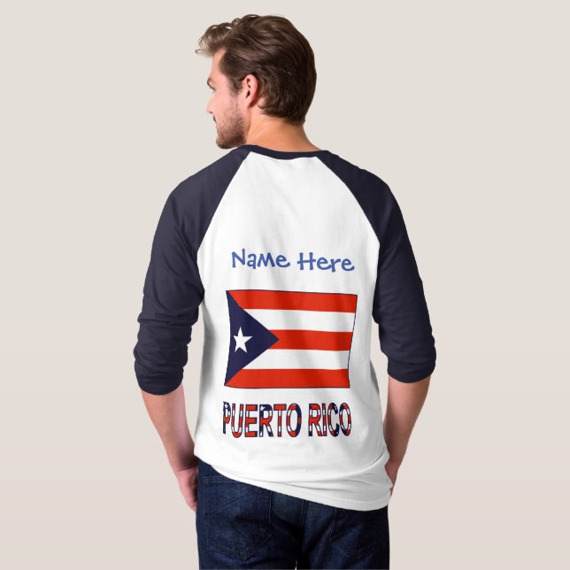 Puerto Rico Puerto Rico Flag Blau Personalisierung T-Shirt (Schwarz voll)