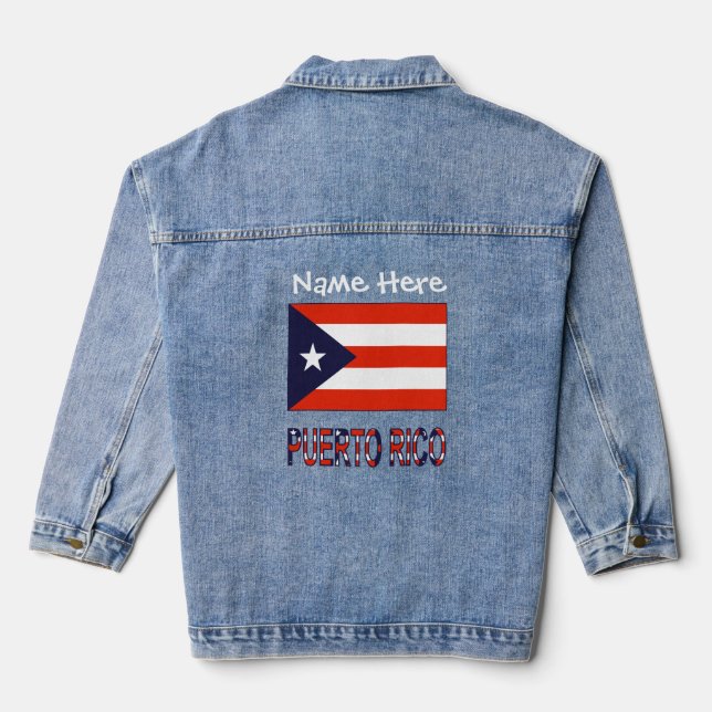 Puerto Rico Puerto Rico Flag Weiß Personalisiert Jeansjacke (Rückseite)