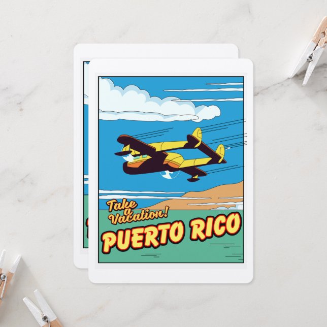 Puerto Rico Reiseplakat (Vorderseite/Rückseite Beispiel)