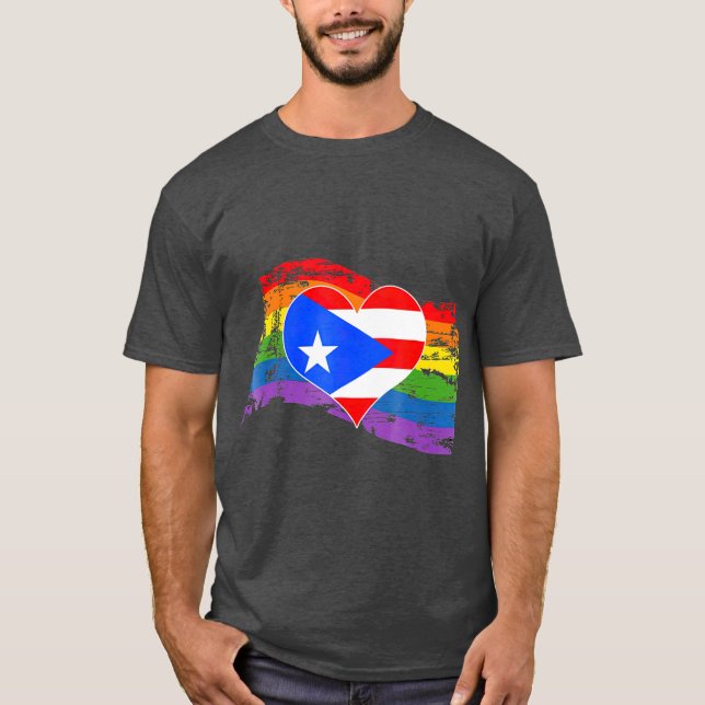 Puerto Rico Rico Gay Pride Flag LGBT T-Shirt (Vorderseite)