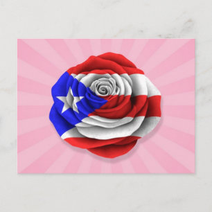 Puerto-Rico-Rose-Flag auf rosa Postkarte