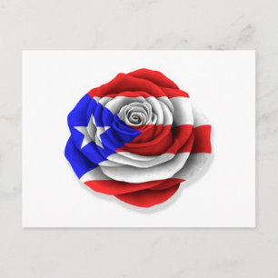 Puerto-Rico-Rose-Flag auf Weiß Postkarte