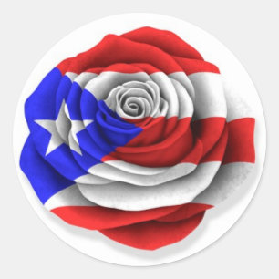 Puerto-Rico-Rose-Flag auf Weiß Runder Aufkleber