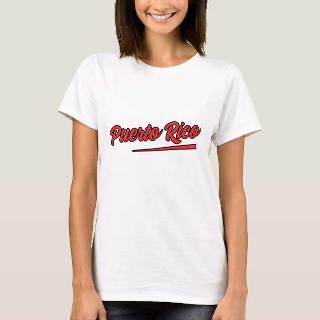 Puerto Rico Rote Typografie T-Shirt (Vorderseite)