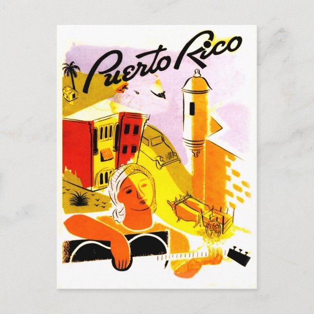 Puerto Rico, San Juan Stadt. Gitarrist Postkarte (Vorderseite)