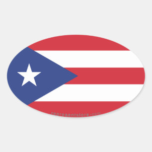 Puerto Rico Schlicht Flag Ovaler Aufkleber
