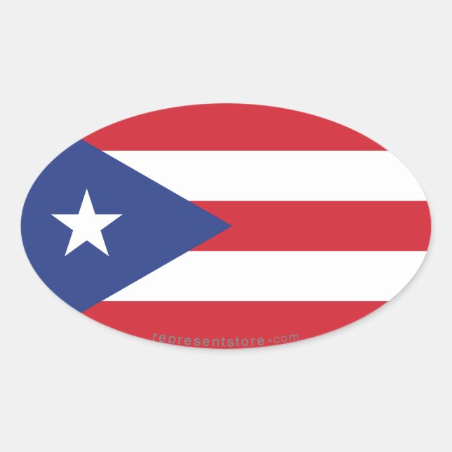 Puerto Rico Schlicht Flag Ovaler Aufkleber (Vorderseite)