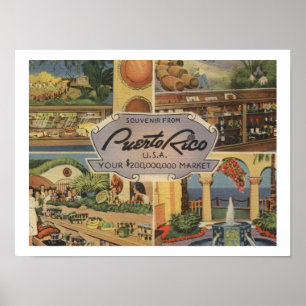 Puerto Rico Souvenir 1950er Vintag Inspiriert Poster