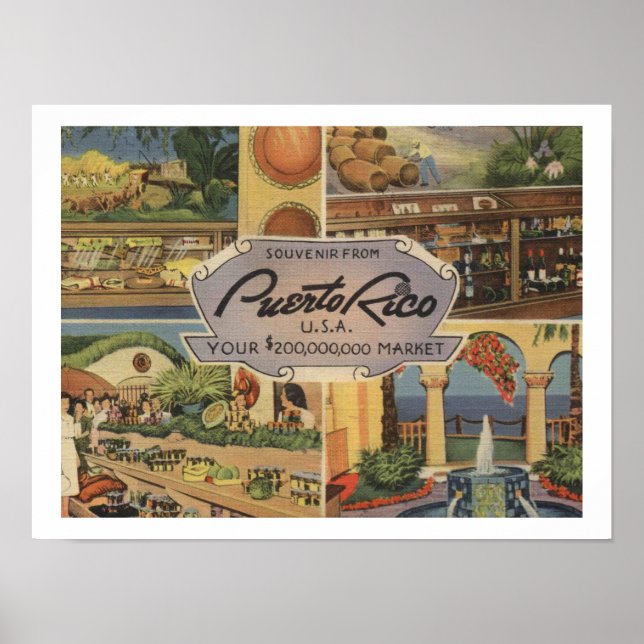 Puerto Rico Souvenir 1950er Vintag Inspiriert Poster (Vorne)