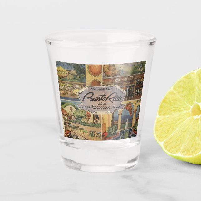 Puerto Rico Souvenir 1950er Vintag Inspiriert Schnapsglas (Vorderseite)