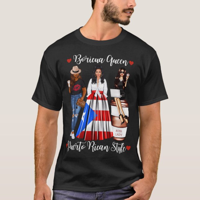 Puerto Rico Stil Boricua Queen Mamas Puerto Rico T-Shirt (Vorderseite)