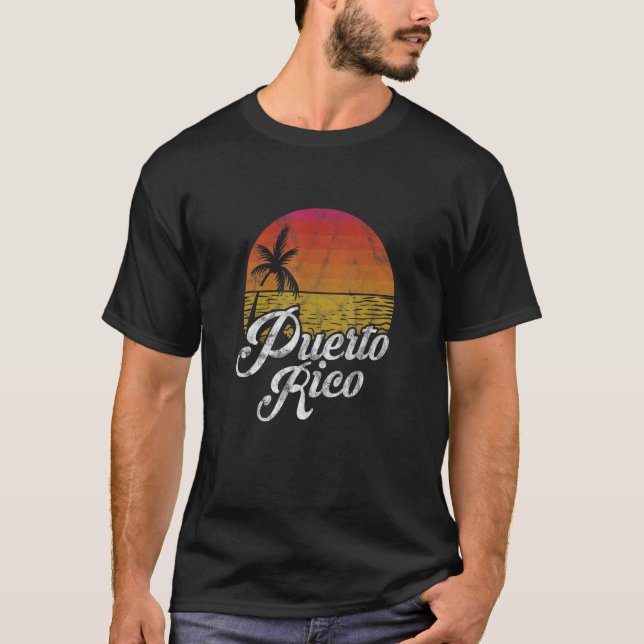 Puerto Rico Sunset Island Beach Sommerurlaub Di T-Shirt (Vorderseite)