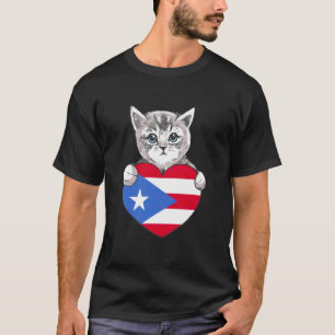 Puerto Rico Süße Katze Boricua Flagge Herz Puerto  T-Shirt